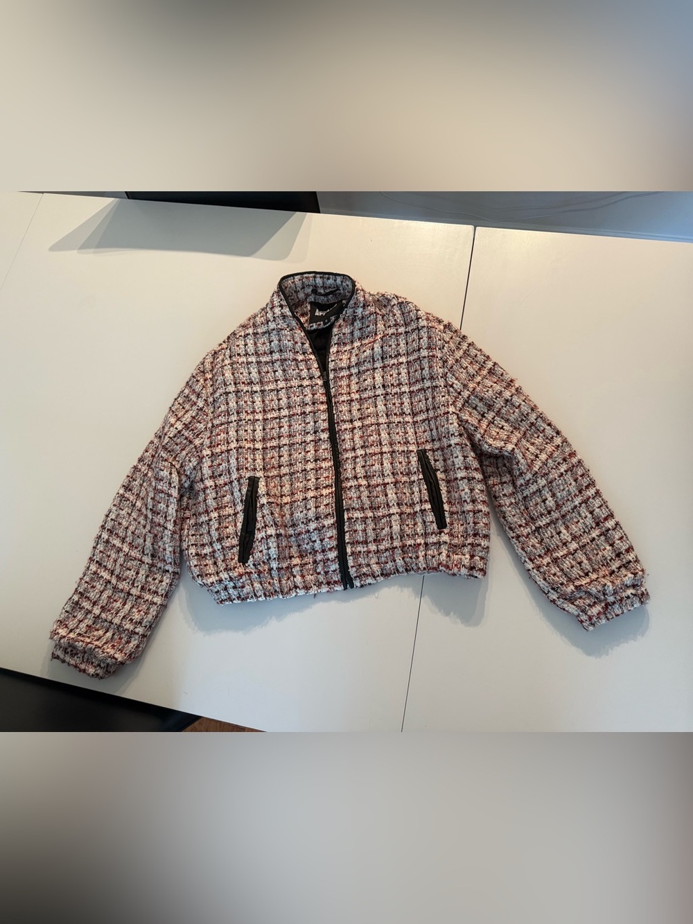 Apparis Tweed Bomber Jacket - Pink Multi
